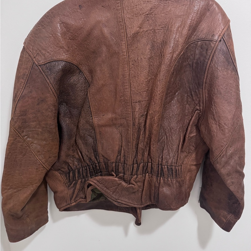 Pía Rucci Brown Leather Bomber Jacket - Picture 5 of 9